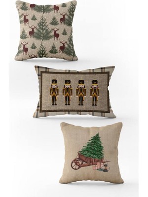 Evmila Yılbaşı Özel 3`lü Kadife Çift Taraf Baskılı Kırlent Seti