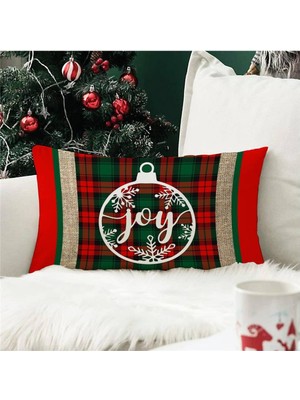 Evmila Yılbaşı Özel Joy Yazılı Dikdörtgen Kırlent Kılıfı