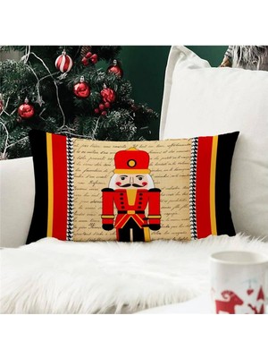 Evmila Yılbaşı Özel Kurşun Asker Desenli Dikdörtgen Kırlent Kılıfı