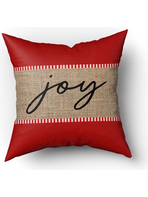 Evmila Yılbaşı Temalı Joy Yazılı Kadife Kırlent Kılıfı