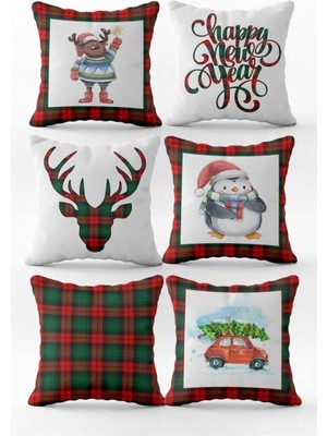 Evmila Yılbaşı Özel 6`lı Kırlent Kılıfı Seti