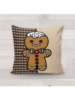 Evmila Yılbaşı Özel Kurabiye Desenli Kadife Kırlent Kılıfı