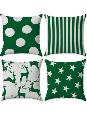 Evmila Yılbaşı Özel 4`lü Kırlent Kılıfı Seti