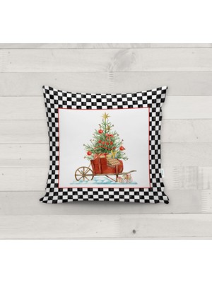 Evmila Dekoratif Yılbaşı Desenli Kırlent Kılıfı