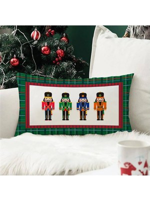 Evmila Yılbaşı Özel Kurşun Asker Desenli Dikdörtgen Kırlent Kılıfı