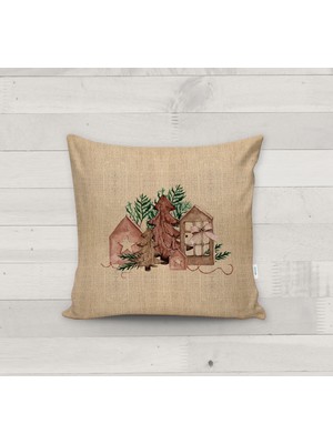 Evmila Dekoratif Yılbaşı Desenli Kırlent Kılıfı