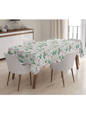 Evmila Baskılı Kadife Doku Masa Örtüsü