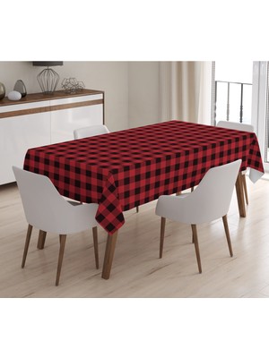 Evmila Yılbaşı Özel Ekose Desenli Kadife Masa Örtüsü