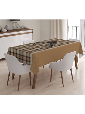 Evmila Yılbaşı Özel Geyik Desenli Kadife Masa Örtüsü