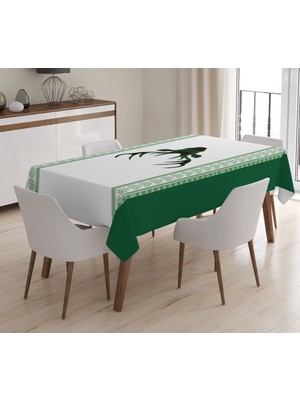 Evmila Yılbaşı Özel Geyik Desenli Kadife Masa Örtüsü
