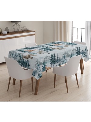 Evmila Baskılı Kadife Doku Masa Örtüsü