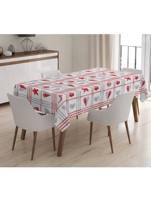 Evmila Baskılı Kadife Doku Masa Örtüsü