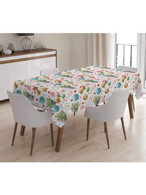 Evmila Baskılı Kadife Doku Masa Örtüsü