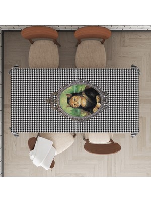 Evmila Rahibe Kedi Tablosu Desenli Masa Örtüsü