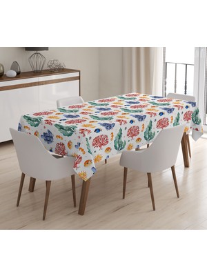 Evmila Baskılı Kadife Doku Masa Örtüsü