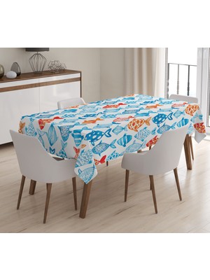 Evmila Baskılı Kadife Doku Masa Örtüsü