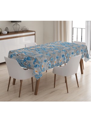 Evmila Baskılı Kadife Doku Masa Örtüsü