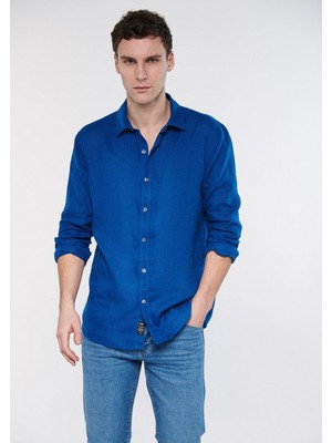 Mavi Erkek Mavi Keten Gömlek 021190-70894