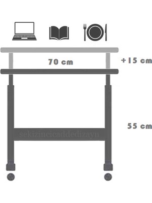 servetavcı Çift Kullanımlı Yükseklik Ayarlı Laptop Sehpası ve Çalışma Masası - Atlantik Çam (Tekerli)