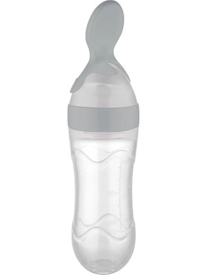 Babyjem Sıkmalı Kaşık Gri Ergonomik Tasarımlı Kolay Temizlenebilir Bebek Beslenme Gereci