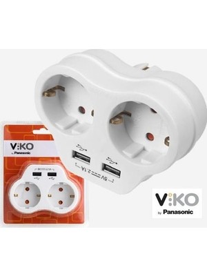 Viko Ikili Topraklı ve USB Çıkışlı Fiş/priz 2.1 A