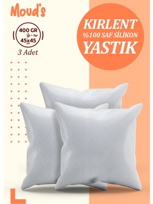 Moud's Kırlent Kılıfı Iç Yastığı 3'lü 45X45CM 400 gr %100 Saf Silikon Dolgulu Kırlent Yastığı