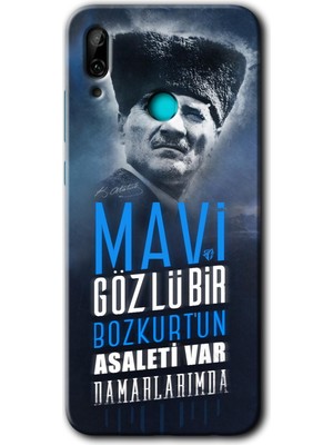 MRC İletişim Huawei P Smart 2019 Kılıf Hd Desen Baskılı Arka Kapak + Temperli Cam - Bozkurt Atatürk