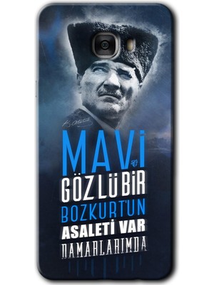 MRC İletişim Samsung Galaxy C9 Pro Kılıf Hd Desen Baskılı Arka Kapak + Temperli Cam - Bozkurt Atatürk