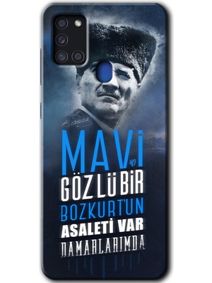 MRC İletişim Samsung Galaxy A21S Kılıf Hd Desen Baskılı Arka Kapak + Temperli Cam - Bozkurt Atatürk