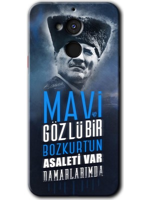 MRC İletişim General Mobile Gm 8 Kılıf Hd Desen Baskılı Arka Kapak + Temperli Cam - Bozkurt Atatürk