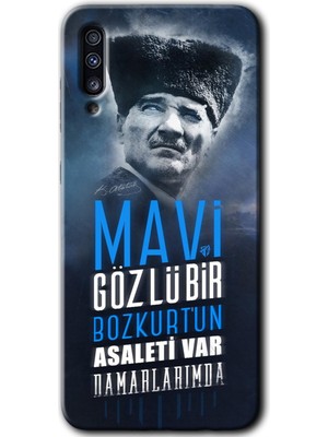 MRC İletişim Samsung Galaxy A50 Kılıf Hd Desen Baskılı Arka Kapak + Temperli Cam - Bozkurt Atatürk