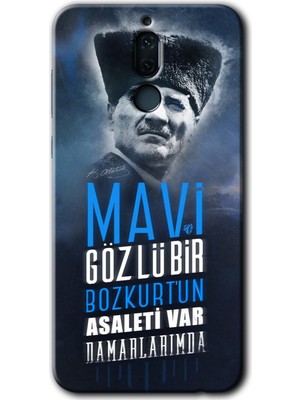 MRC İletişim  Huawei Mate 10 Lite Kılıf Hd Desen Baskılı Arka Kapak + Temperli Cam - Bozkurt Atatürk