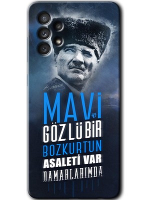 MRC İletişim Samsung Galaxy A52S Kılıf Hd Desen Baskılı Arka Kapak + Temperli Cam - Bozkurt Atatürk