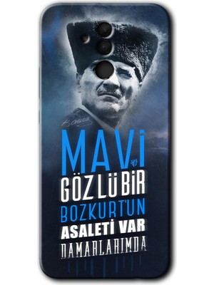 MRC İletişim Huawei Mate 20 Lite Kılıf Hd Desen Baskılı Arka Kapak + Temperli Cam - Bozkurt Atatürk