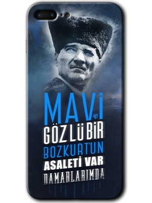 MRC İletişim iPhone 8 Plus Kılıf Hd Desen Baskılı Arka Kapak + Temperli Cam - Bozkurt Atatürk