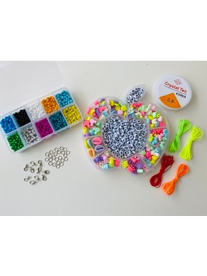 Yağmur Gökçe NO:162 Elma Kutu Çocuk Figür ve Harf Boncuk ve 10LU Kum Boncuk Hobi Takı Yapım Seti-3