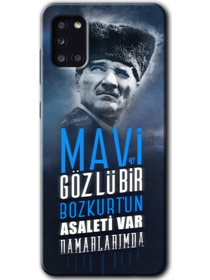 MRC İletişim Samsung Galaxy A31 Kılıf Hd Desen Baskılı Arka Kapak + Temperli Cam - Bozkurt Atatürk