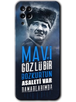 MRC İletişim Samsung Galaxy A12 Kılıf Hd Desen Baskılı Arka Kapak + Temperli Cam - Bozkurt Atatürk