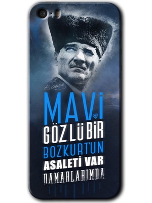 MRC İletişim iPhone 5s Kılıf Hd Desen Baskılı Arka Kapak + Temperli Cam - Bozkurt Atatürk