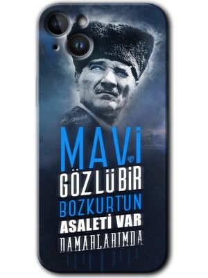 MRC İletişim iPhone 14 Plus Kılıf Hd Desen Baskılı Arka Kapak - Bozkurt Atatürk