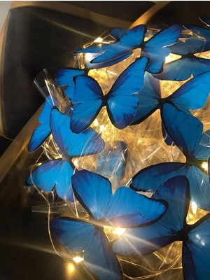 Lotuss LED Işıklı Kelebek Buketi Mavi Renk El Emeği Özel Tasarımı