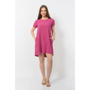 Kadın Aerobin Kumaş Yazlık Elbise Nar Çiçeği Rengi