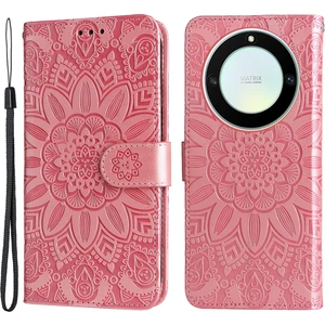 Onur Için X40 5g / X9A 5g / Magic5 Lite 5g Deri Telefon Kasası Ayçiçeği Baskılı Stand Cüzdan Kapağı El Kayışı (Yurt Dışından)