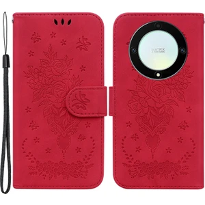 Onur Için X40 5g / X9A 5g / Magic5 Lite 5g Deri Cüzdan Kılıfı Gül Kelebek Basılı Katlanabilir Stand Telefon Kapağı (Yurt Dışından)