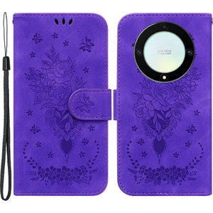 Onur Için X40 5g / X9A 5g / Magic5 Lite 5g Deri Cüzdan Kılıfı Gül Kelebek Basılı Katlanabilir Stand Telefon Kapağı (Yurt Dışından)