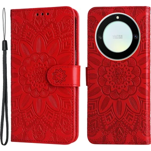 Onur Için X40 5g / X9A 5g / Magic5 Lite 5g Deri Telefon Kasası Ayçiçeği Baskılı Stand Cüzdan Kapağı El Kayışı (Yurt Dışından)