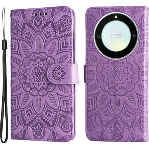 Onur Için X40 5g / X9A 5g / Magic5 Lite 5g Deri Telefon Kasası Ayçiçeği Baskılı Stand Cüzdan Kapağı El Kayışı (Yurt Dışından)