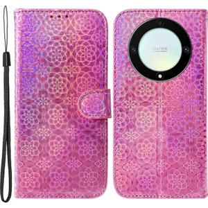 Onur Için X40 5g / X9A 5g / Magic5 Lite 5g Pu Deri Cüzdan Kapağı Göz Kamaştırıcı Çiçek Desen Desen Stand Telefon Kılıfı (Yurt Dışından)