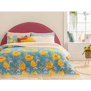 English Home Tulip Paradise Çift Kişilik Çok Amaçlı Örtü 200 x 220 cm Mavi