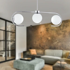 Diaspor 3lü Krom Beyaz Camlı Modern Sarkıt Genç Odası Yatak Odası Retro Salon Avize